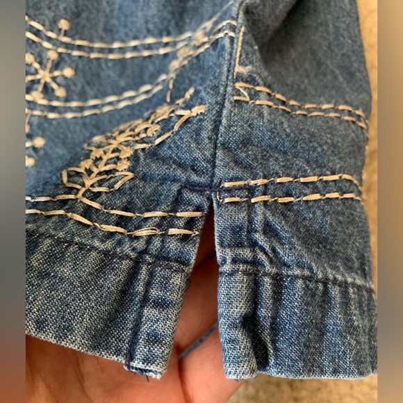 Original TY Wear Jean Shacket Jacket Shirt-Size 20W-Embroidered Floral Design - Picture 7 of 14